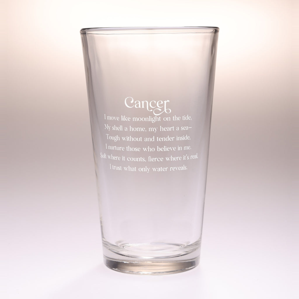 Cancer zodiac poetry pint glass—Constellations collection by Pints & Poetry